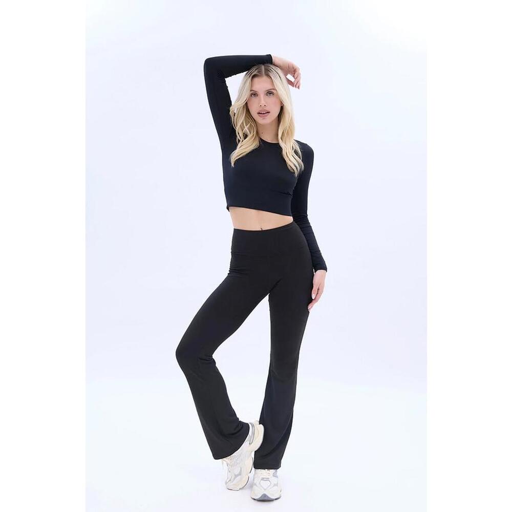 Bluenotess‎ Unplug Black High-Waisted Flared Leggings